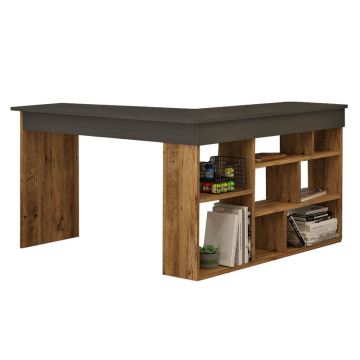 Birou colt Rosaline, Alb - Stejar, 120x129x72 cm