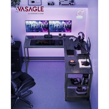 Birou Gaming Vasagle, model Colin, 138x76x138 cm, Negru