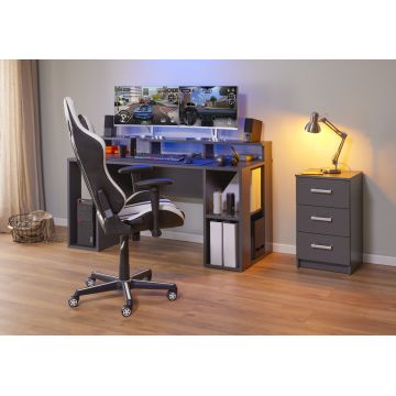 Birou Match Point, Inter Link, 160x91x76.5 cm, lemn, antracit