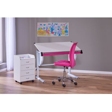 Birou Milo 3 In 1, Inter Link, 110x60x63-93 cm, lemn, alb