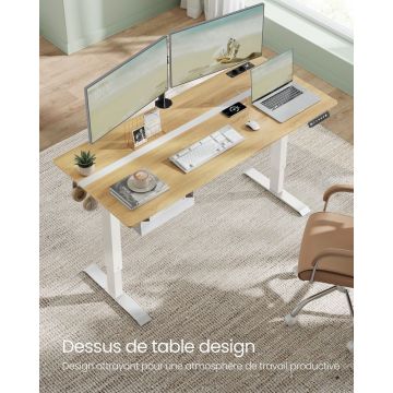 Birou reglabil Vasagle, Alb, LSD116N01, 70 x 160 cm