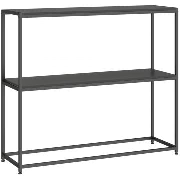 HOMCOM Consolă din oțel 2 etajere Design modern pentru living intrare coridor 100 x 30 x 87 cm Negru | Aosom Romania