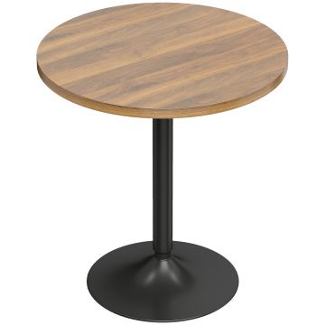HOMCOM Masă de bar rotundă 60 cm, masă înaltă de bucătărie cu piciorușe antiderapante, pentru bucătărie, living, nuc | Aosom Romania