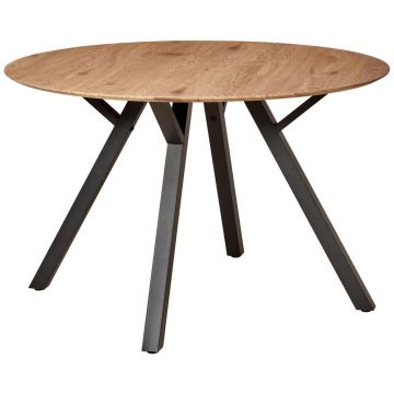 Masă din metal, material pe bază de lemn, 120/120/76 cm,