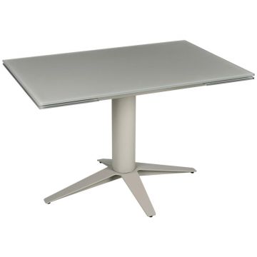 Masă din metal, sticlă, 120-180/80/76 cm,