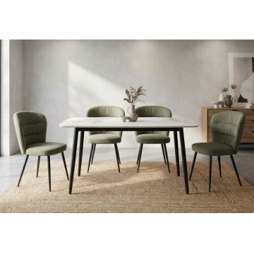 Masa dining, Mauro Ferretti, Josh, 138x78x76 cm, metal/ceramica, negru/alb