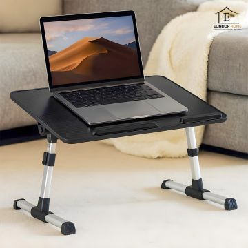 Masa Pliabila pentru Laptop Elindor® cu Ventilator USB Inclus, Antiderapanta, 3 Unghiuri de Inclinare, 5 Nivele Inaltime, Birou Portabil Utilizare in Orice Loc, Ideala la Munca sau Mic Dejun la Pat, 60 x 33 cm, Negru - Default Title