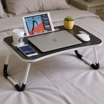 Masa Pliabila pentru Laptop Elindor® Suport  Tableta, Carte si Pahar, Antiderapanta, Usor de Depozitat, Birou Portabil Utilizare in Orice Loc, Ideala la Munca sau Mic Dejun la Pat, Negru - Default Title