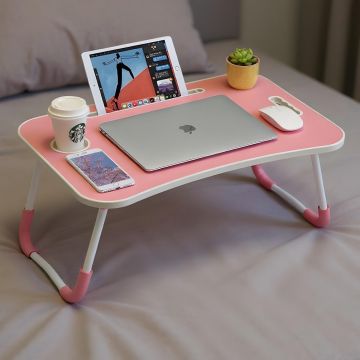 Masa Pliabila pentru Laptop Elindor® Suport  Tableta, Carte si Pahar, Antiderapanta, Usor de Depozitat, Birou Portabil Utilizare in Orice Loc, Ideala la Munca sau Mic Dejun la Pat, Roz - Default Title