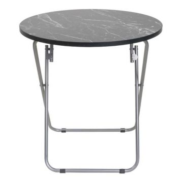Masa Plianta Rotunda, Diametru 60 cm, Inaltime 65 cm, din PAL, Neagra