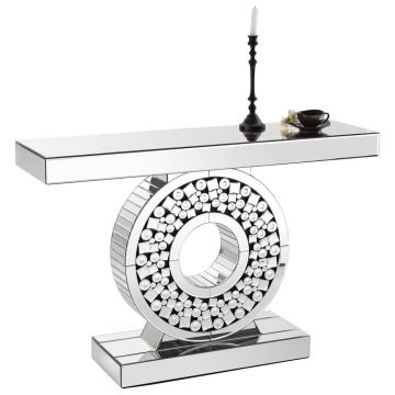 Masă Tip Consolă din sticlă, material pe bază de lemn, 120/35,5/80 cm