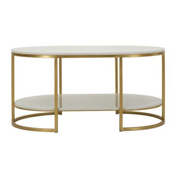 Măsuță de cafea albă-aurie cu blat din marmură 60x90 cm Izmir – Mauro Ferretti