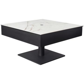 Măsuță De Cafea din metal, sticlă, ceramică, material pe bază de lemn, 75/75/42-57 cm