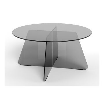 Măsuță de cafea gri rotundă din sticlă ø 80 cm Samos – Actona