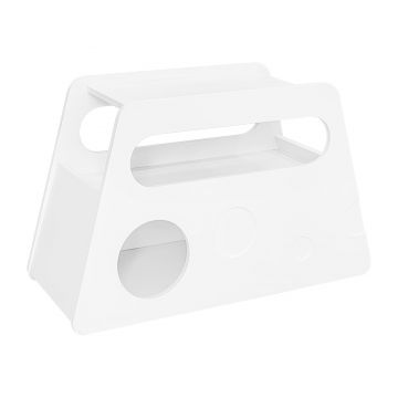 Măsuță laterală cu roți, colțuri rotunjite, mobilă, economisitoare de spațiu, pentru living și dormitor, 81x33x51,5 cm, Albă