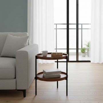 Măsuță laterală Portogie, nuc/negru, 40x40x50 cm