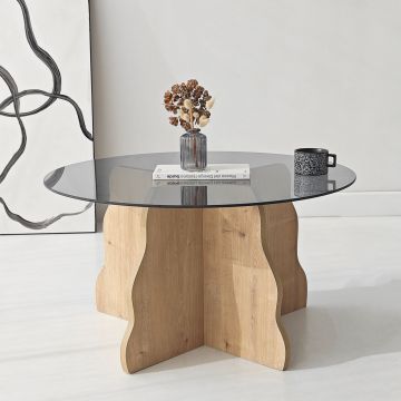 Masuta de cafea, Hanah Home, Butterfly, 75x40x75 cm, Stejar Safir / Fume