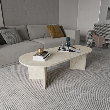 Masuta de cafea, Hanah Home, Diana Elips, 120x40x55 cm, Travertin