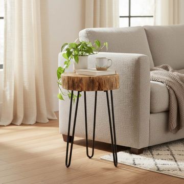 Masuta laterala, Tripp, Negru, 33x30x47 cm