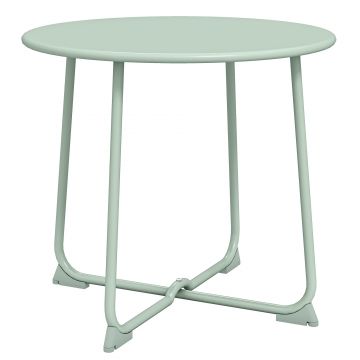 Outsunny Masă de cafea de exterior pentru 2 persoane, masă de grădină rotundă cu bază în X și structură metalică, Ø 50 x 45,5 cm verde închis | Aosom Romania