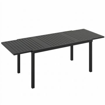 Outsunny Masă de Grădină Extensibilă pentru 6-8 Persoane, Aluminiu cu Blat cu Lamele, Negru | Aosom Romania