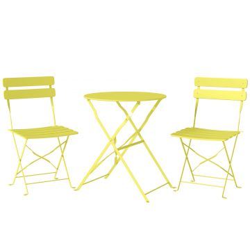 Outsunny Set Bistro, Masă și Scaune Pliabile pentru 2, Grădină, Galben. | Aosom Romania