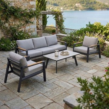 Set de gradina 4 buc. Aeria, Gri inchis, 201x89x74 cm