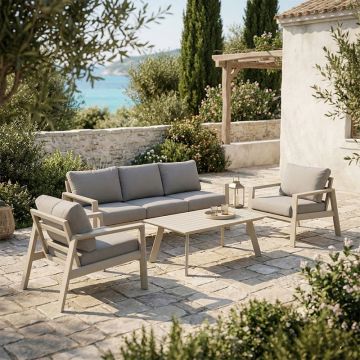 Set de gradina 4 buc. Kallisto, Gri deschis, 201x89x74 cm