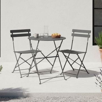 Set de gradina pliabil 3 buc. Bistro, Antracit, 60x60x82 cm