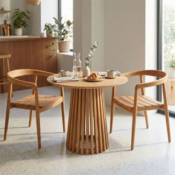 Set masă și 2 scaune Noody-Kenda, natur, 80x75 cm