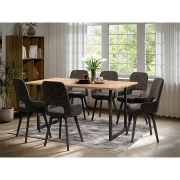 Set Masa Olive + 6 Scaune Berna Gri Inchis