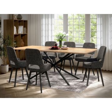 Set Masa Otis + 6 Scaune Berna Gri Inchis