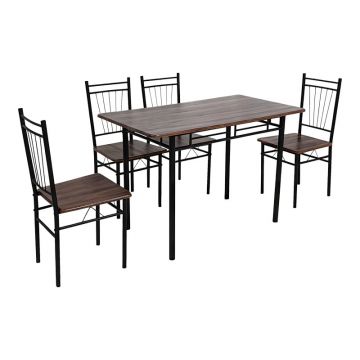 Set masa si scaune dining 5 buc. Roza, Nuc, 110x60x90 cm
