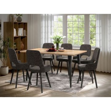 Set Masa Sorento + 6 Scaune Berna Gri Inchis