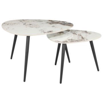 Set Măsuțe De Cafea din metal, ceramică, 84/60/77/55/45,5/40 cm