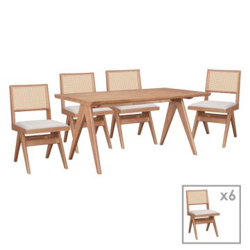 Set mese de sufragerie Winslow, 7 piese, nuc deschis, 160x85x75 cm