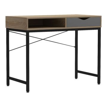 Birou Model Kama, Stejar sonoma/Gri/Negru, 95x48x76 cm
