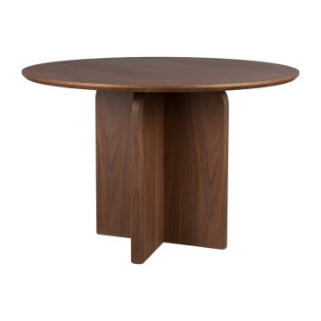 Masă de dining rotundă cu aspect de lemn de nuc ø 120 cm Laurent – White Label