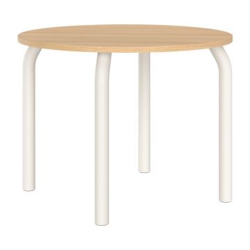 Masă de dining rotundă cu blat cu aspect de lemn de stejar ø 100 cm Meko – noo.ma