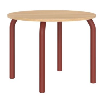 Masă de dining rotundă cu blat cu aspect de lemn de stejar ø 100 cm Meko – noo.ma