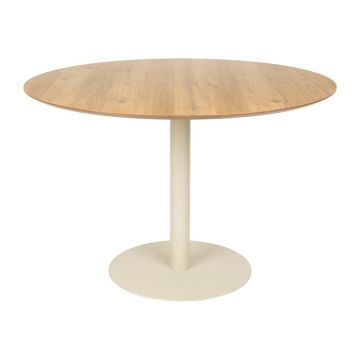 Masă de dining rotundă cu blat cu aspect de lemn de stejar ø 110 cm Steven – White Label