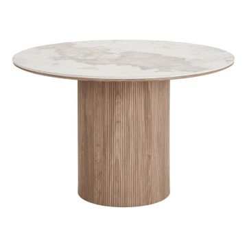 Masă de dining rotundă cu blat cu aspect de marmură ø 120 cm Athens – House Nordic