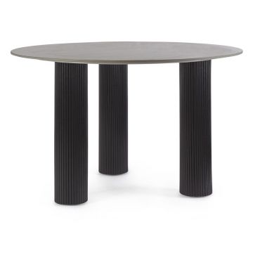 Masă de dining rotundă cu blat cu aspect de marmură ø 120 cm Bamira – Yes Everyday