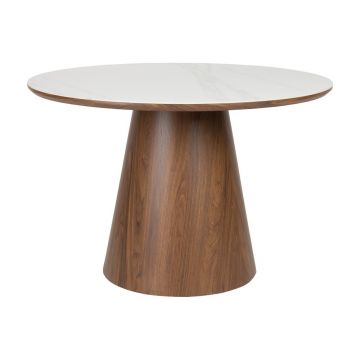 Masă de dining rotundă cu blat din piatră ø 115 cm Almira – White Label