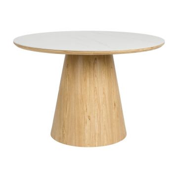 Masă de dining rotundă cu blat din piatră ø 115 cm Almira – White Label