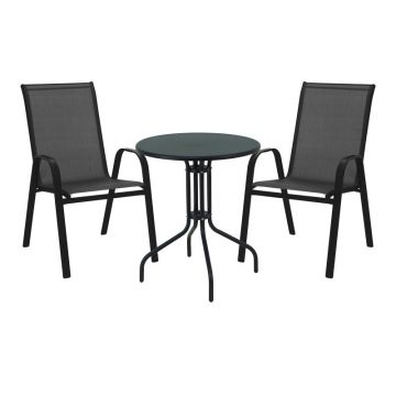 Masa de dining Vergo-Calan din metal, neagra, D60x70 cm
