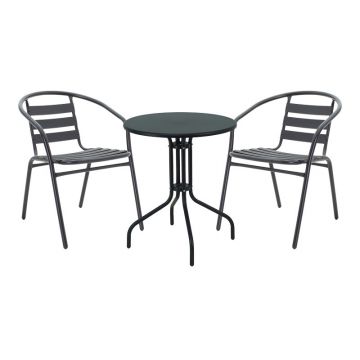 Masa de dining Vergo-Tade metalica, neagra, D60x70 cm
