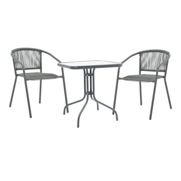 Masa de dining Watson-Lindaria, metal antracit-sticla, 70x70x70 cm