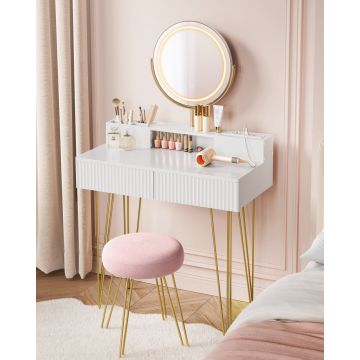 Masa de toaleta si machiaj Alb Vasagle 80x40x134.6 cm
