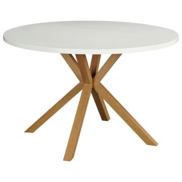 Masă din metal, material pe bază de lemn, 120/120/76 cm,